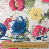 Cotton printed field of poppies off-white background
