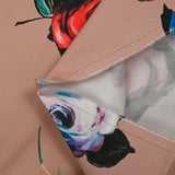 Cotton elastane twill blue and red flowers old pink background