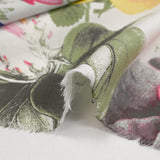 Cotton printed field of poppies off-white background