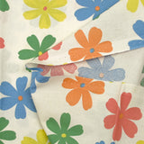 Cotton printed with Ninon flowers on an ecru background