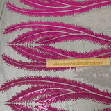 Tulle Sequin Royal Feathers Silver y Fucsia