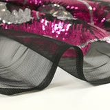 Tulle Sequin Royal Feathers Silver y Fucsia