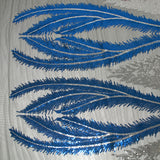 Tulle Sequin Royal Feathers Silver y Royal Blue