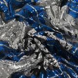 Tulle Sequin Royal Feathers Silver y Royal Blue