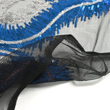 Tulle Sequin Royal Feathers Silver y Royal Blue