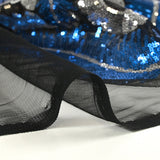 Tulle Sequin Royal Feathers Silver y Royal Blue