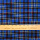 100% wool tartan cheesecloth blue background