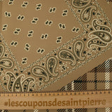 Heavy crepe tartan print and bandana brown background