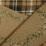 Heavy crepe tartan print and bandana brown background