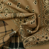 Heavy crepe tartan print and bandana brown background