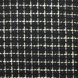 Tweed de laine mélangée à carreaux écru fond marine et noir