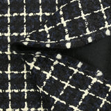 Tweed de laine mélangée à carreaux écru fond marine et noir