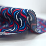 Red wave printed cotton with navy background