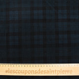 Navy blue tartan print short-sleeve cotton velvet