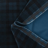 Navy blue tartan print short-sleeve cotton velvet