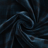 Navy blue tartan print short-sleeve cotton velvet