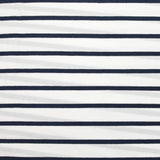 Jersey de coton rayé 6 mm bleu nuit fond blanc