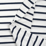 Jersey de coton rayé 6 mm bleu nuit fond blanc