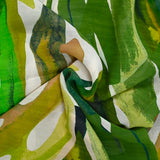Viscose veil with green monstera print