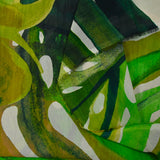 Viscose veil with green monstera print