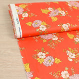 Cotton liberty ® Tropical Sprig coral background per meter