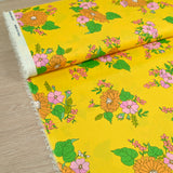 Cotton liberty ® Tropical Sprig yellow background per meter