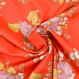 Cotton liberty ® Tropical Sprig coral background per meter