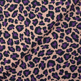 Cotton leopard print purple flesh pink background