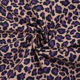 Cotton leopard print purple flesh pink background