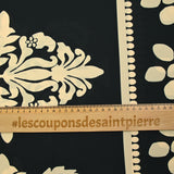 Fine crepe with Versailles print on black background