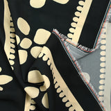 Fine crepe with Versailles print on black background