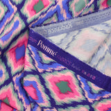 Green diamond printed viscose with purple background