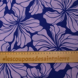 Viscose printed large flowers purple background