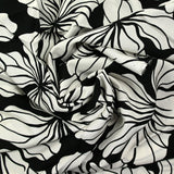 Viscose printed large flowers black background