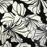 Viscose printed large flowers black background