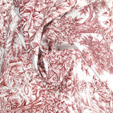 Cotton Printed Jouy Brick Canvas