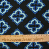 Viscose printed navy mosaic black background