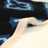 Viscose printed navy mosaic black background