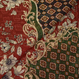 Mousseline crinkle imprimée lurex baroque vert et rouge