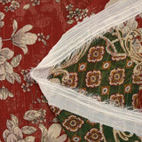 Mousseline crinkle imprimée lurex baroque vert et rouge