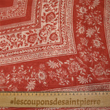 Satin crinkle muslin printed with ecru and brick floral borders