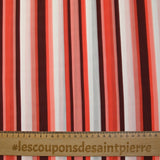 Vasa de poliéster estampada con rayas coral, blanco roto y caoba