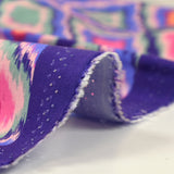 Green diamond printed viscose with purple background