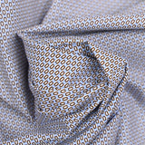 Blue and brown fancy printed polycotton poplin