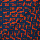 Crêpe georgette imprimé Love rouge feu fond marine