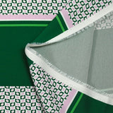 Twill de polyester imprimé bande rétro lilas et vert sapin