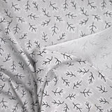 Striped printed polycotton poplin and branches gray background