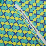 Digital printed cotton polka dots & lemon clover navy background