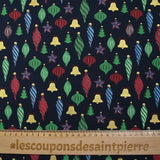 Cotton Christmas ball print with navy background