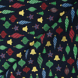 Cotton Christmas ball print with navy background